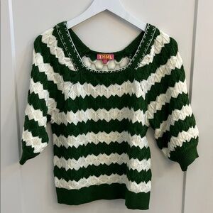 THML Forest Green and Cream Chevron Sweater